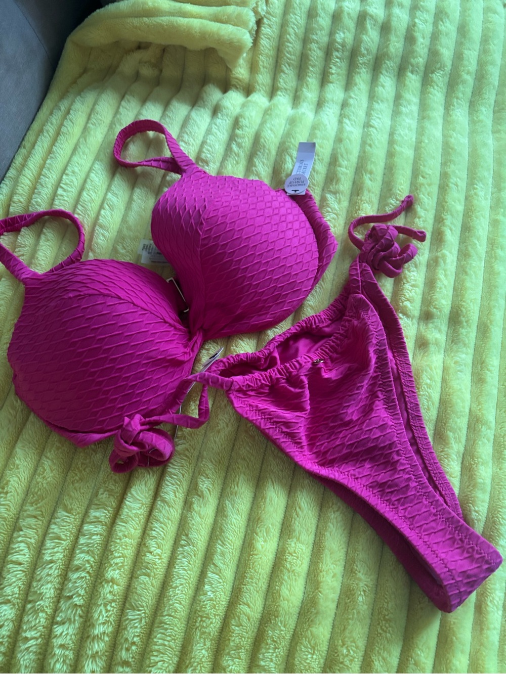 Xhilaration Textured Hot Pink Two-Piece Bikini